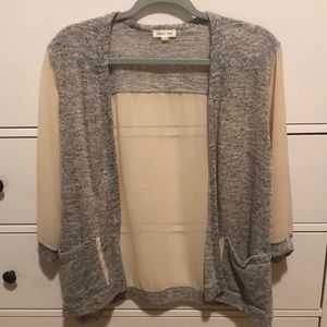 Silence+Noise Blush/Gray Open Sheer Knit Cardigan